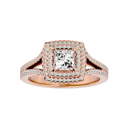 Princess double halo dimond engagement ring