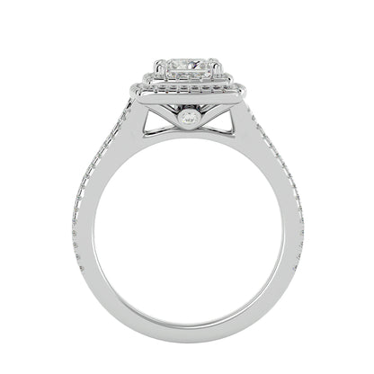 Princess double halo dimond engagement ring