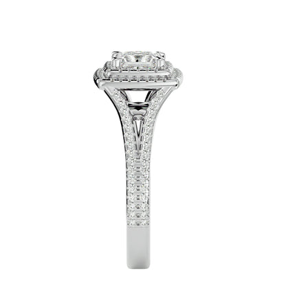 Princess double halo dimond engagement ring
