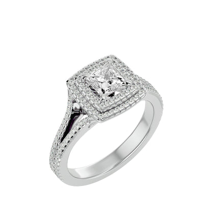 Princess double halo dimond engagement ring