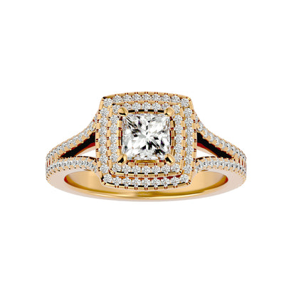 Princess double halo dimond engagement ring
