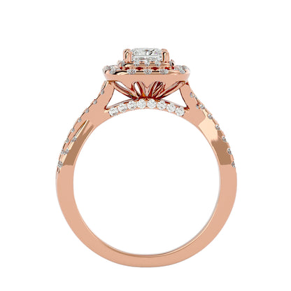 Luisa double halo criss cross diamond engagement ring