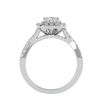 Luisa double halo criss cross diamond engagement ring