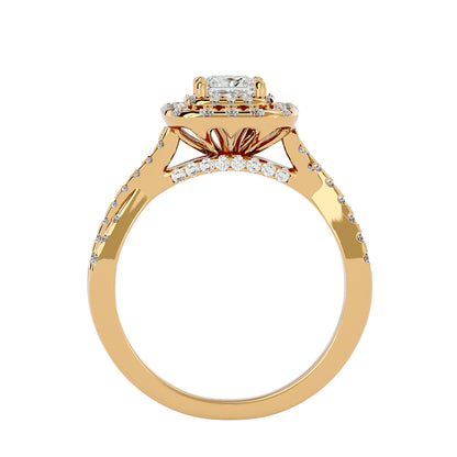 Luisa double halo criss cross diamond engagement ring