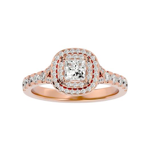Mira double halo diamond engagement ring