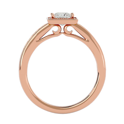 Tiara halo princess diamond engagement ring