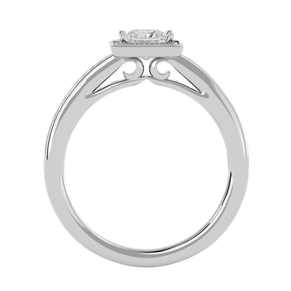 Tiara halo princess diamond engagement ring