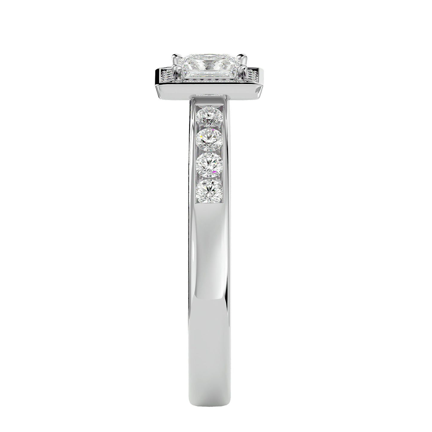 Tiara halo princess diamond engagement ring