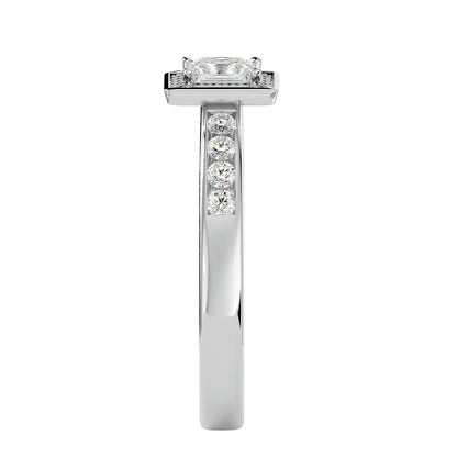 Tiara halo princess diamond engagement ring