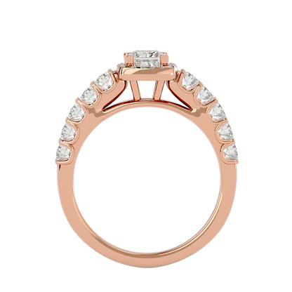 Rhea princess halo diamond enagement ring