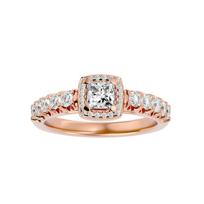 Rhea princess halo diamond enagement ring