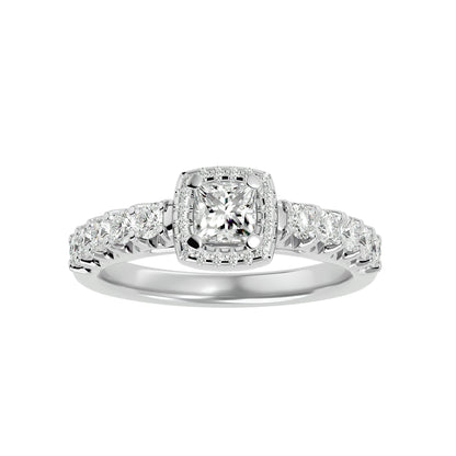 Rhea princess halo diamond enagement ring