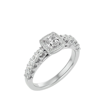 Rhea princess halo diamond enagement ring