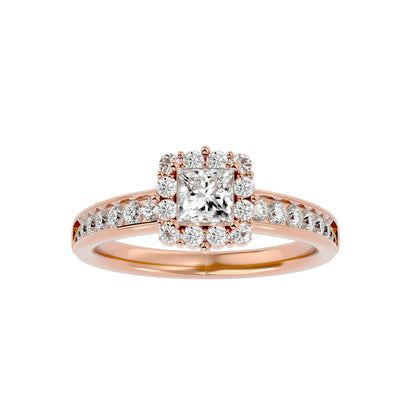Princess diamond engagement ring with wedding band
