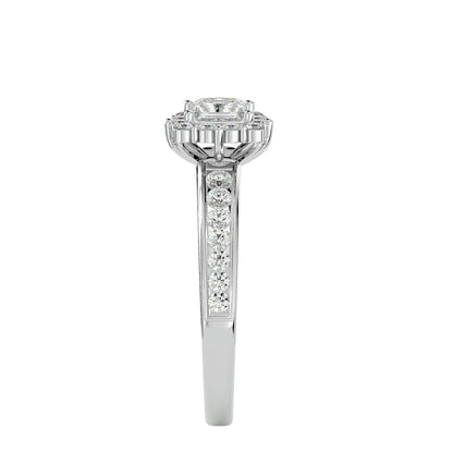 Princess diamond engagement ring with wedding band