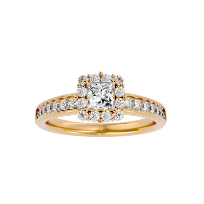 Princess diamond engagement ring with wedding band