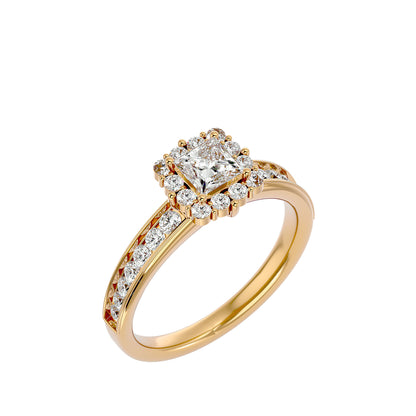 Princess diamond engagement ring with wedding band