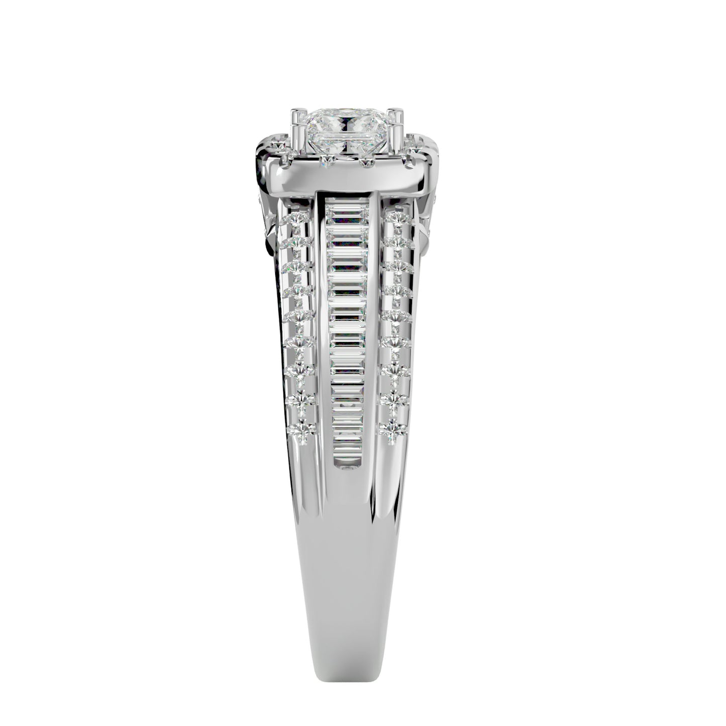Sherley side tapper baguette diamond engagement ring