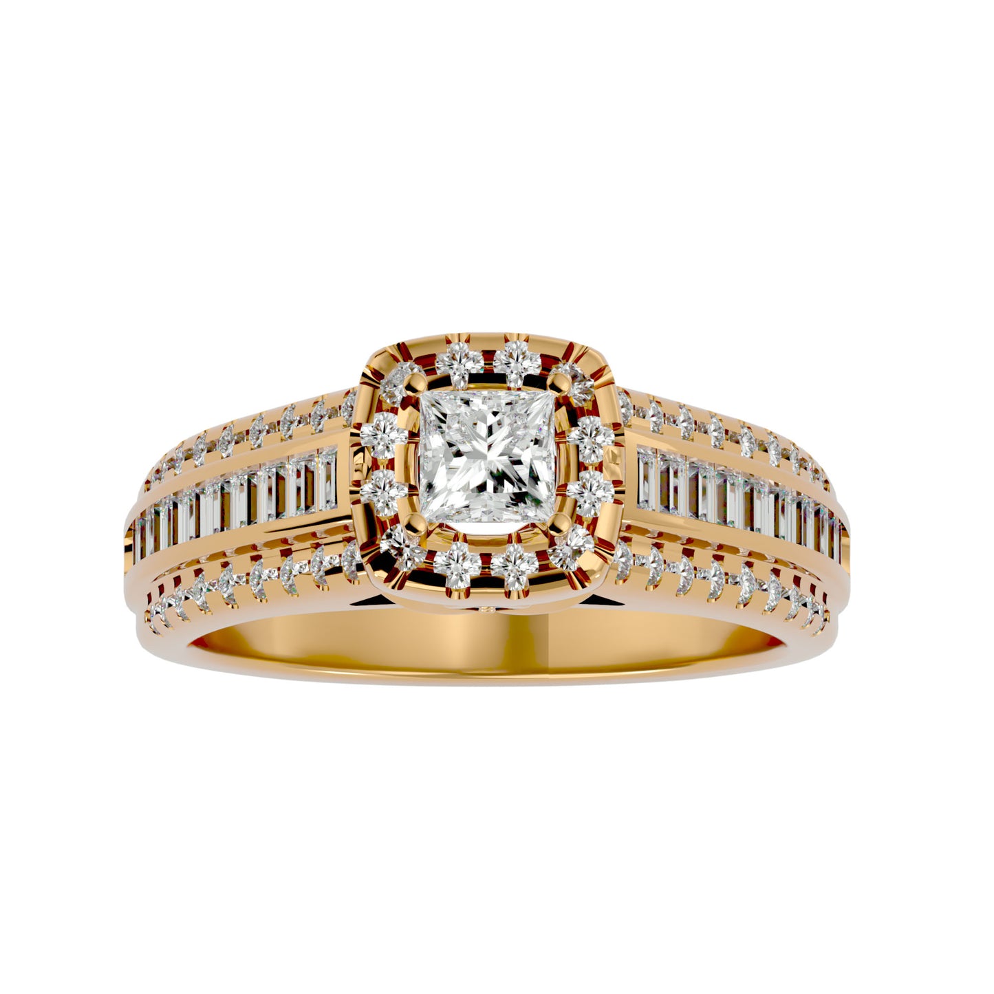 Sherley side tapper baguette diamond engagement ring