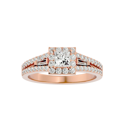 Sherley side tapper baguette diamond engagement ring