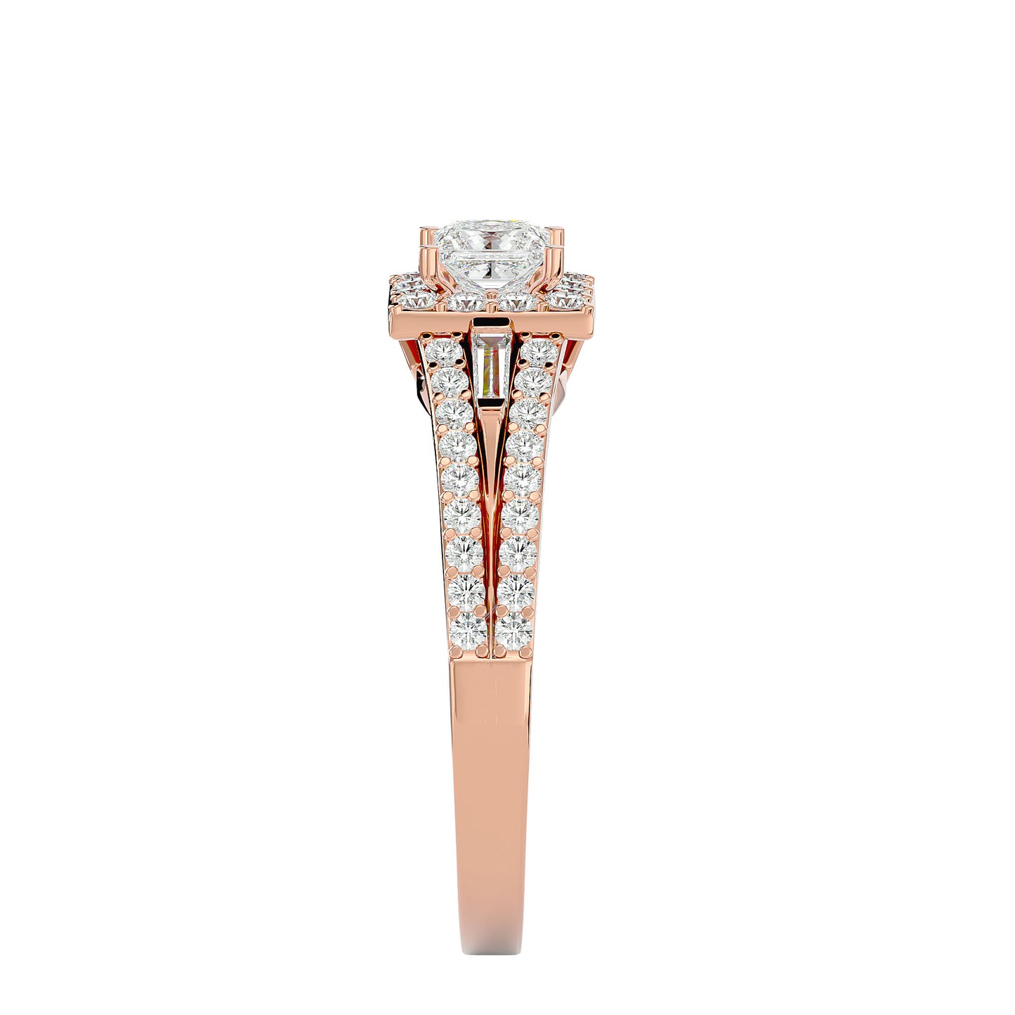 Sherley side tapper baguette diamond engagement ring