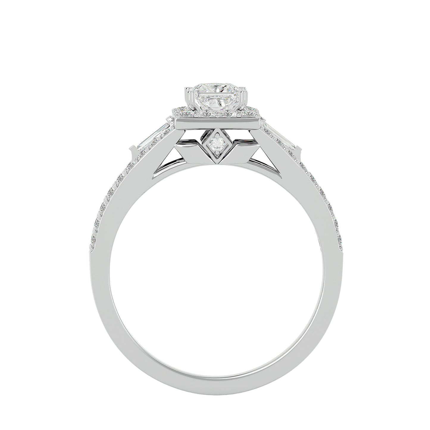 Sherley side tapper baguette diamond engagement ring