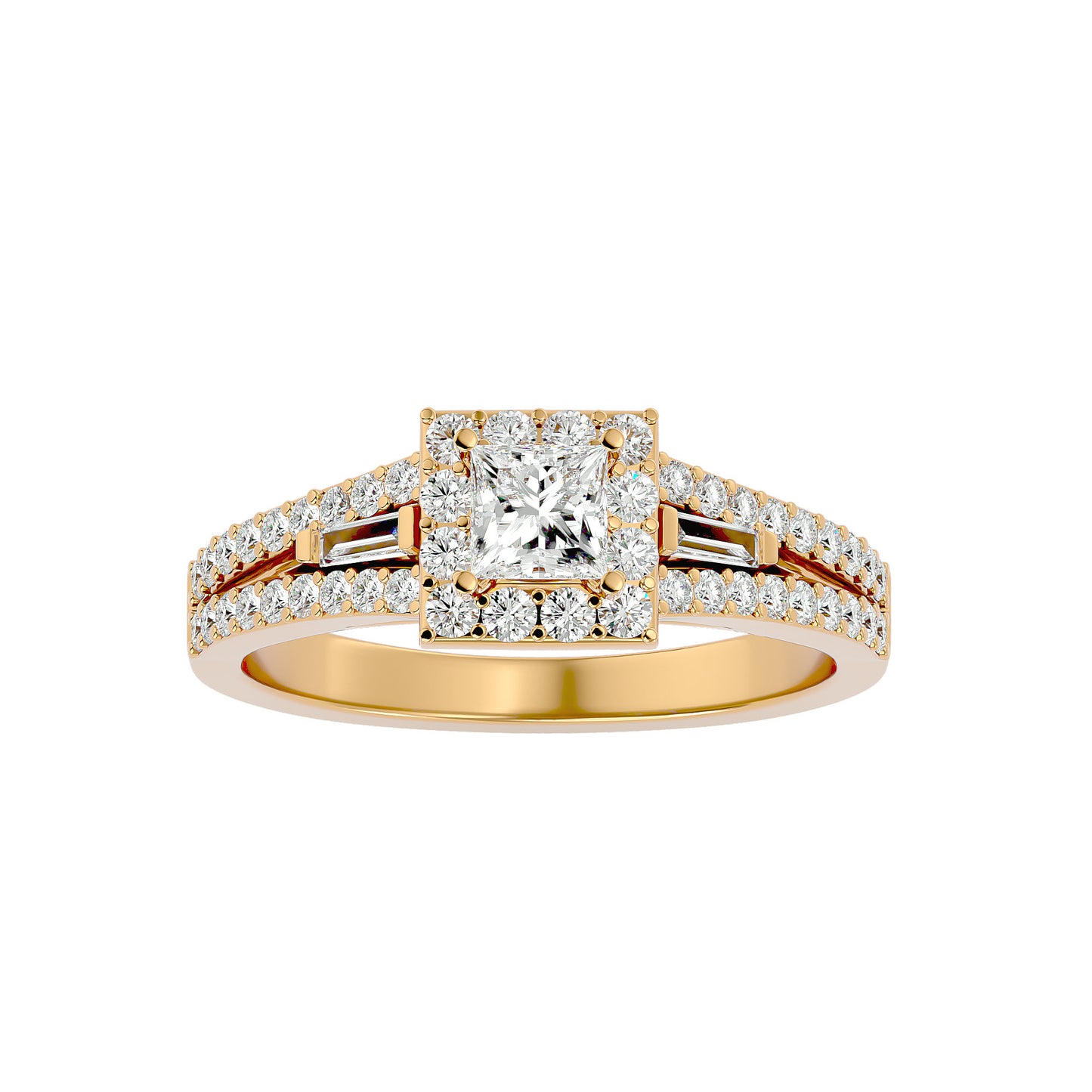 Sherley side tapper baguette diamond engagement ring