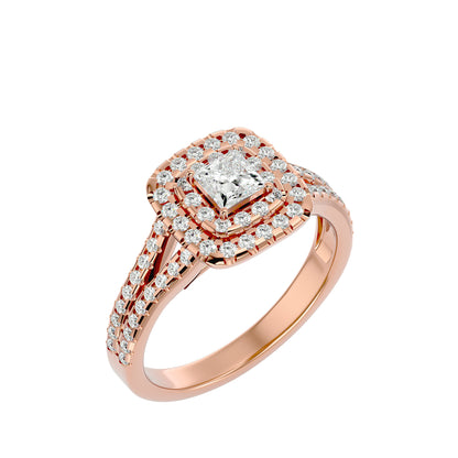 Ari Princess halo diamond engagement ring