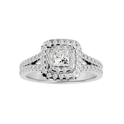 Ari Princess halo diamond engagement ring