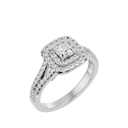 Ari Princess halo diamond engagement ring