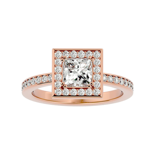 Zinia Princess halo diamond engagement ring