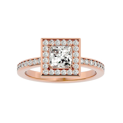 Zinia Princess halo diamond engagement ring