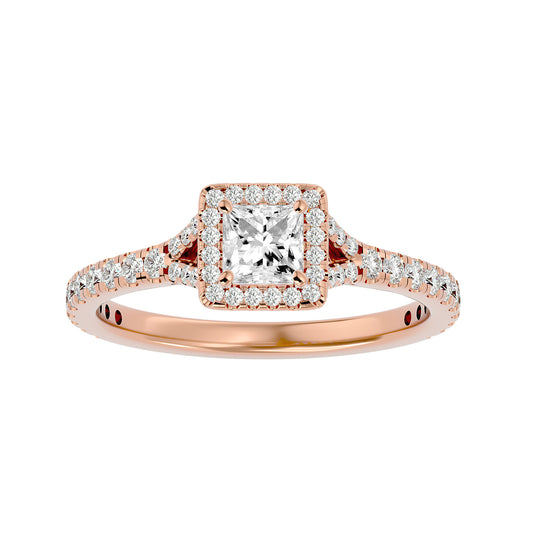 Bonnie princess halo diamond engagement ring