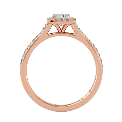 California princess halo diamond engagement ring