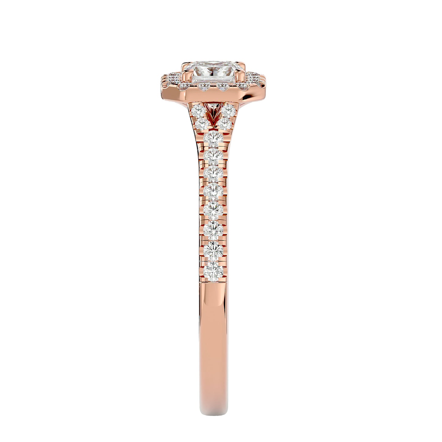 California princess halo diamond engagement ring