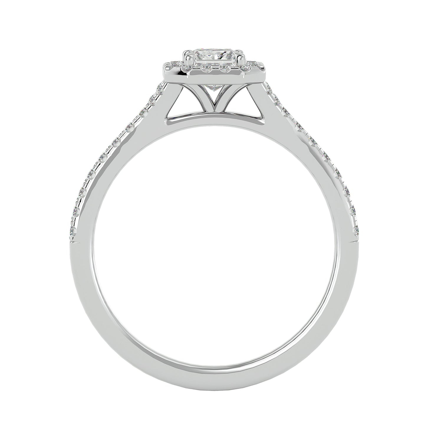 California princess halo diamond engagement ring