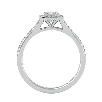 California princess halo diamond engagement ring