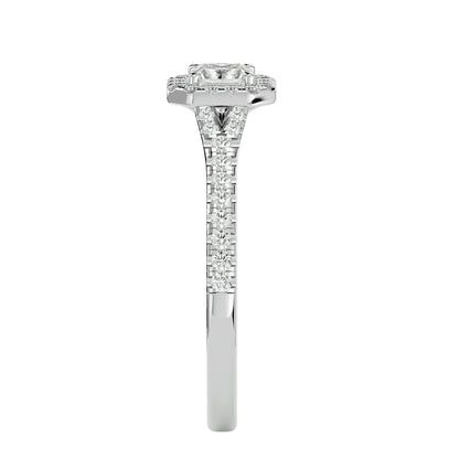 California princess halo diamond engagement ring