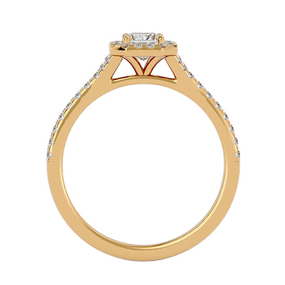 California princess halo diamond engagement ring