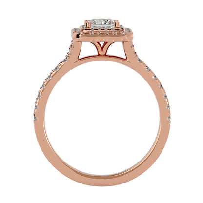 Double halo princess diamond engagement ring