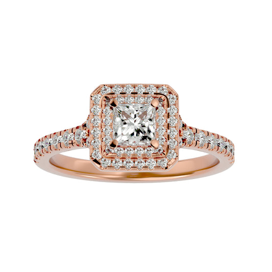 Double halo princess diamond engagement ring