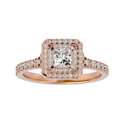 Double halo princess diamond engagement ring