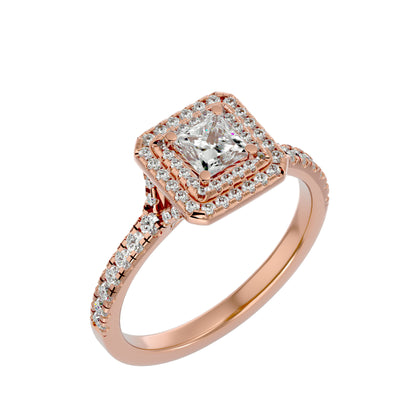 Double halo princess diamond engagement ring