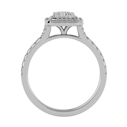 Double halo princess diamond engagement ring