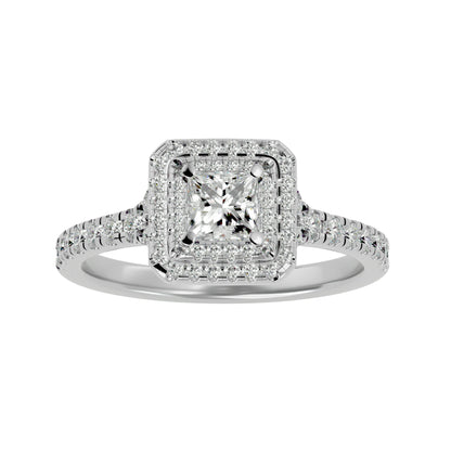 Double halo princess diamond engagement ring