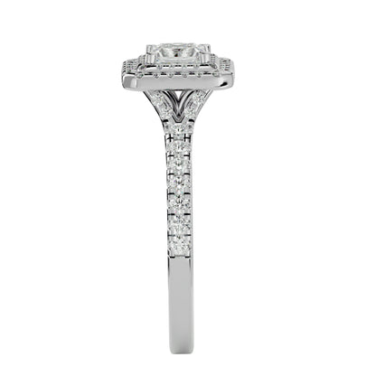 Double halo princess diamond engagement ring