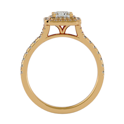 Double halo princess diamond engagement ring