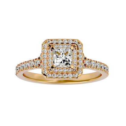 Double halo princess diamond engagement ring
