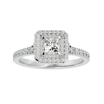 Duke double halo diamond engagement ring