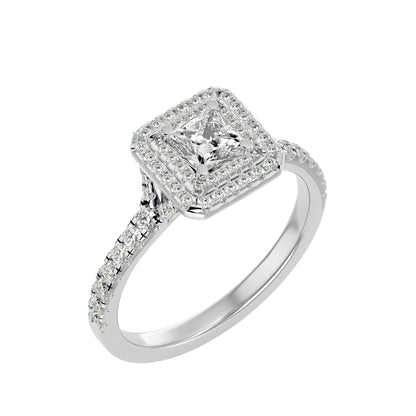 Duke double halo diamond engagement ring